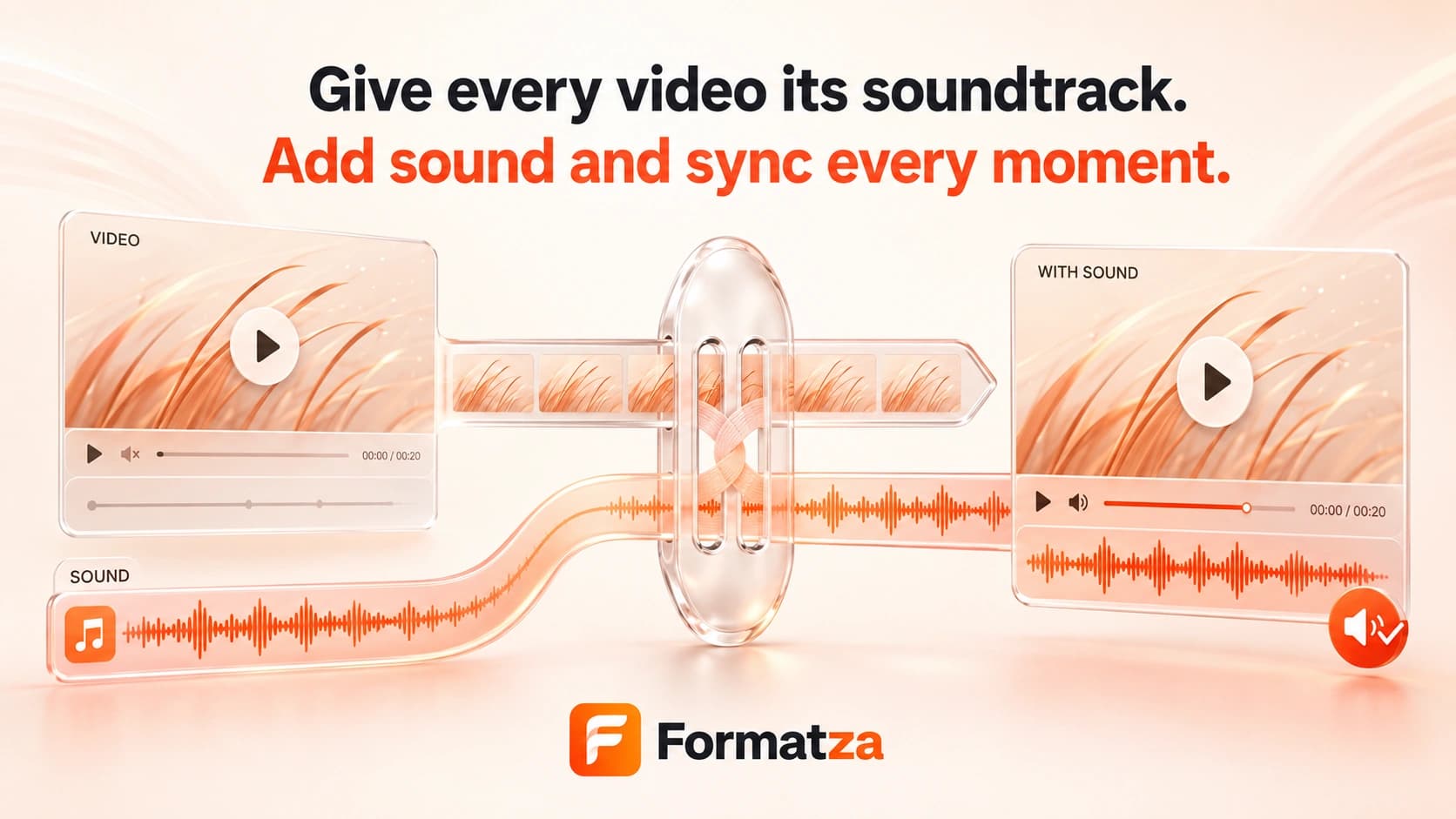 Illustration showing an audio track added to a video