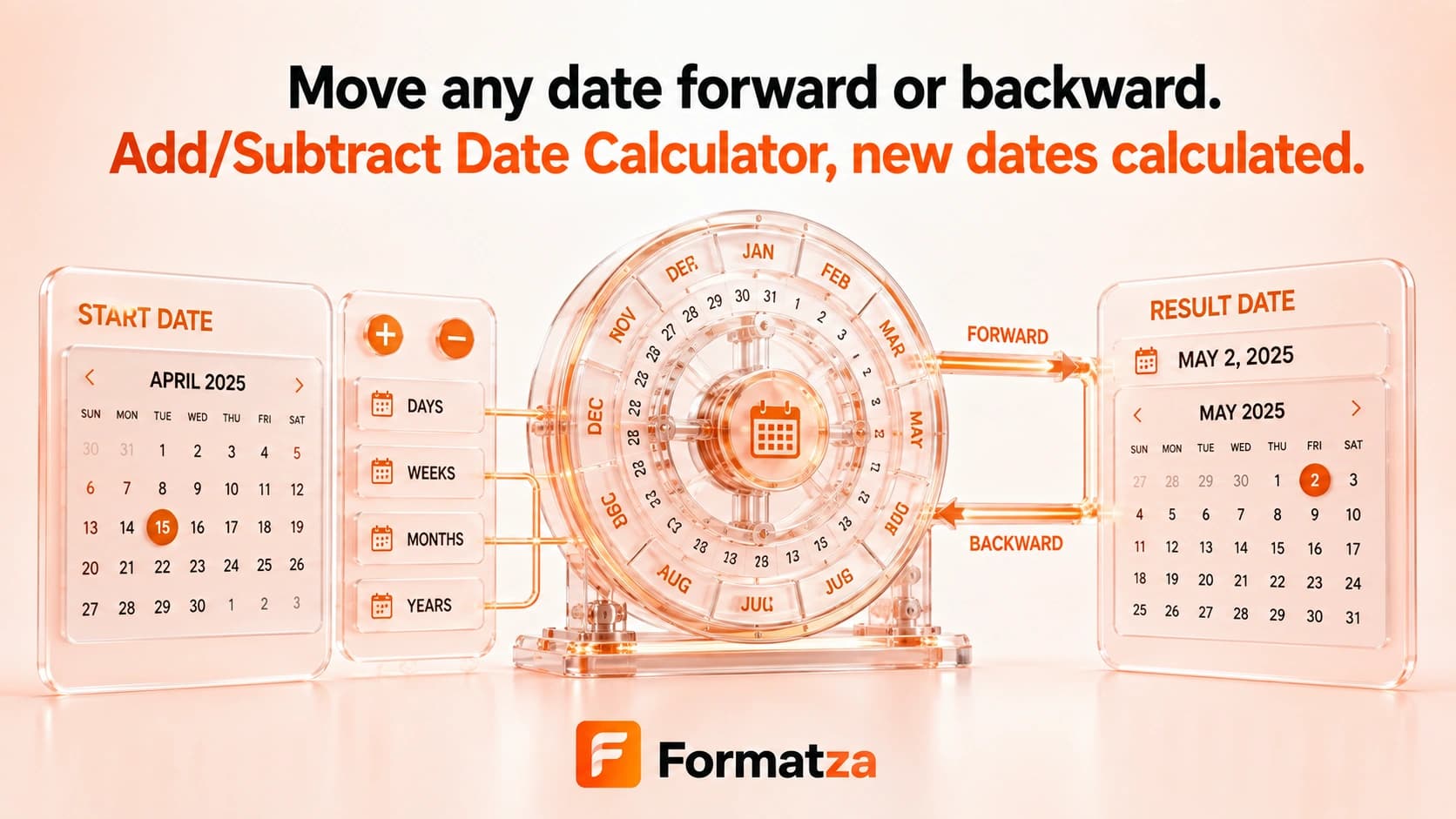 Formatza Add or Subtract Date Calculator tool interface