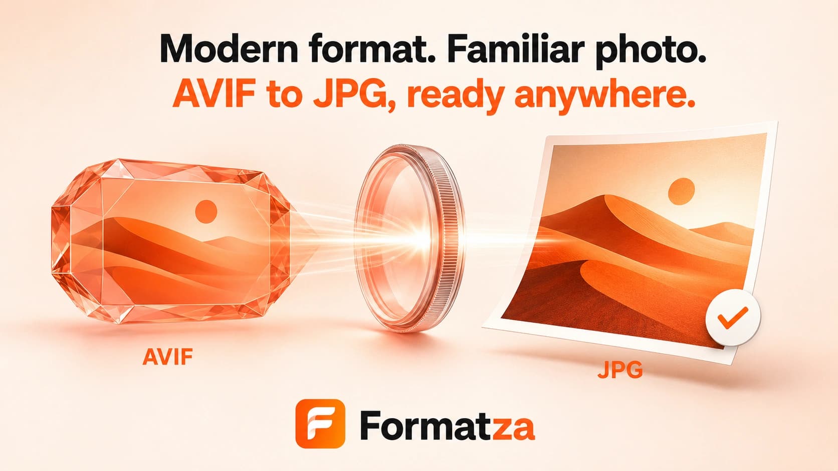 Illustration showing an AVIF image converted into the JPG format