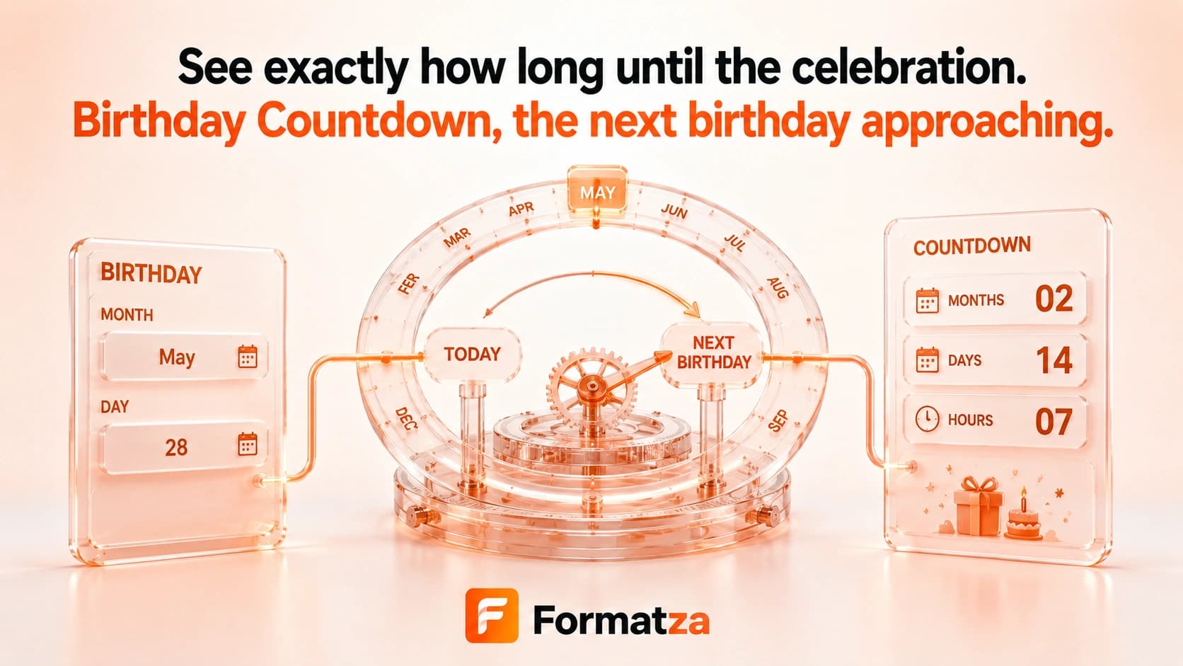 Formatza Birthday Countdown tool interface