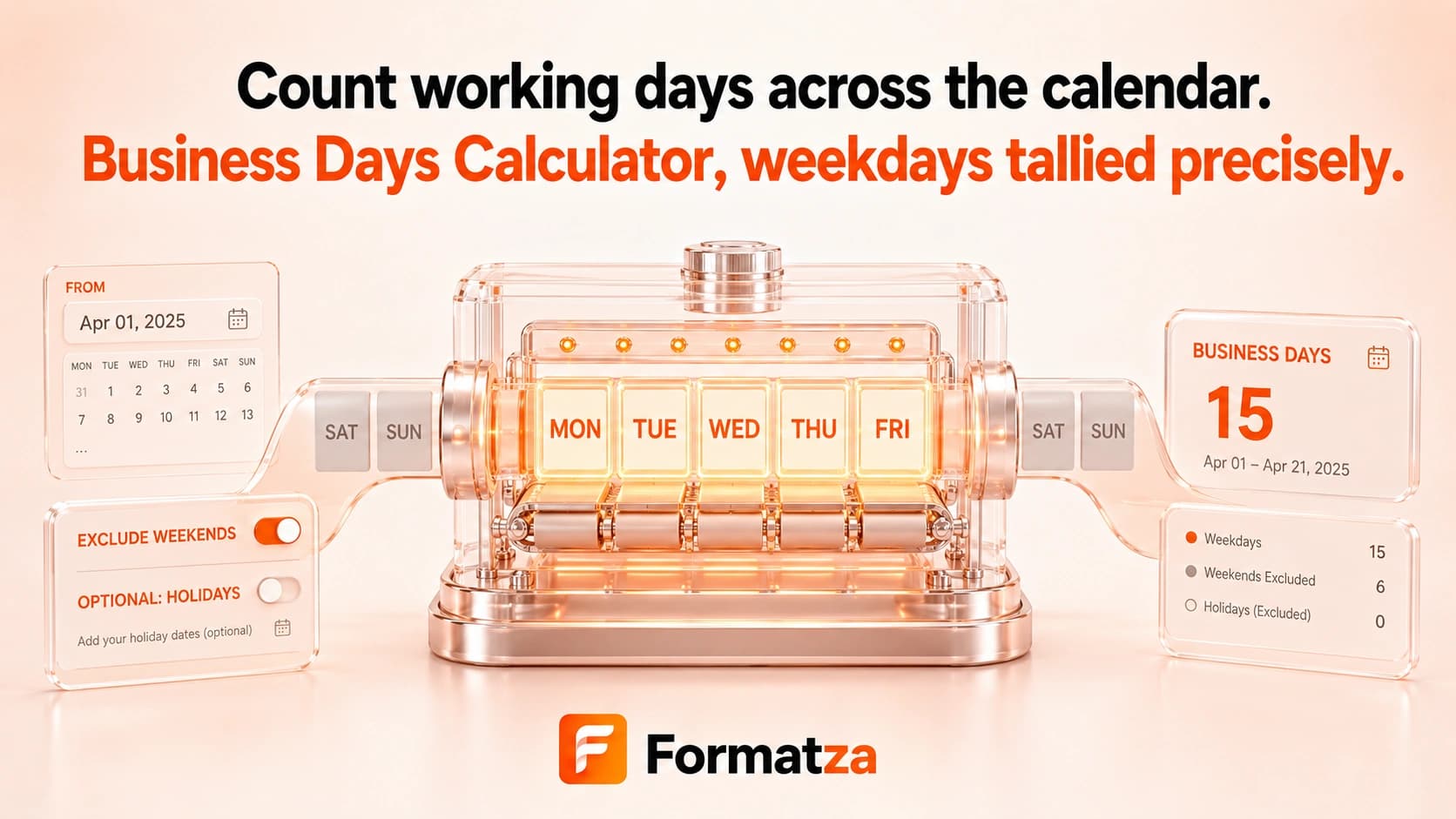 Formatza Business Days Calculator tool interface