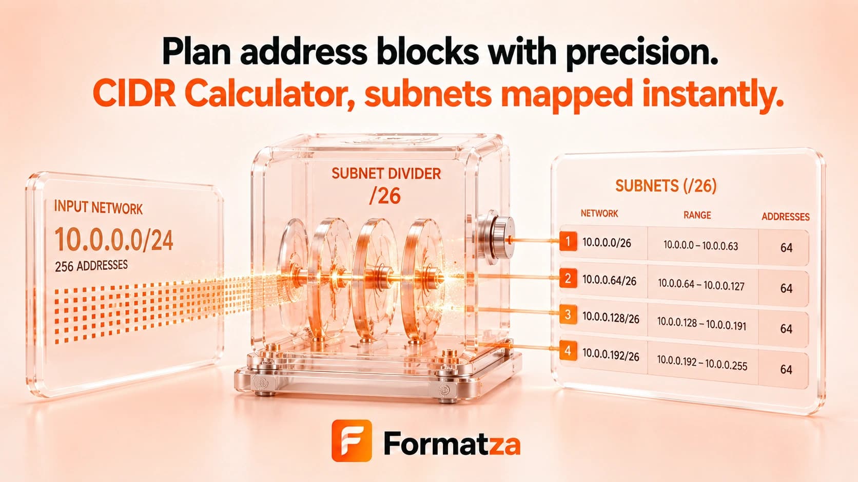 Formatza CIDR Calculator tool interface