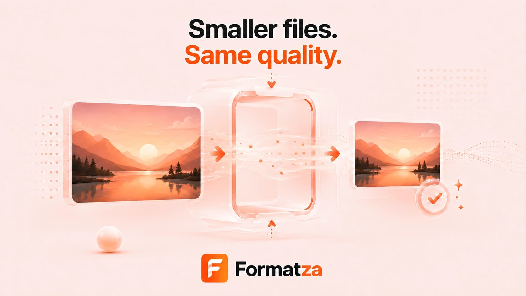 Illustration showing an image compressed to a smaller file while retaining visual quality