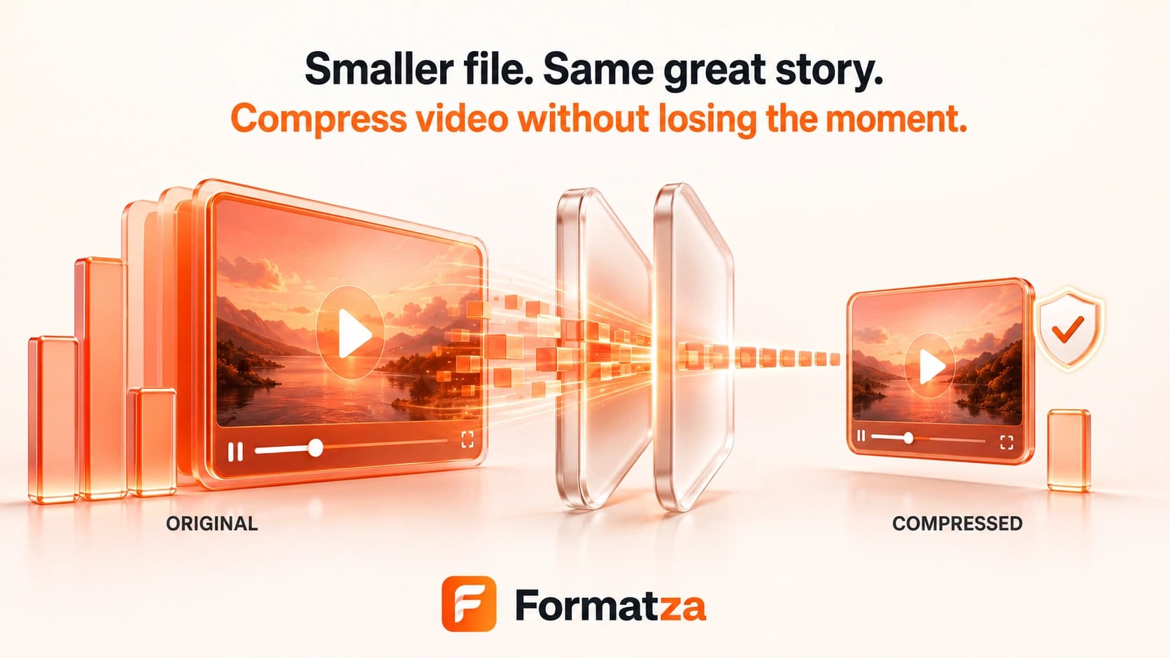 Illustration showing a video compressed to reduce its file size