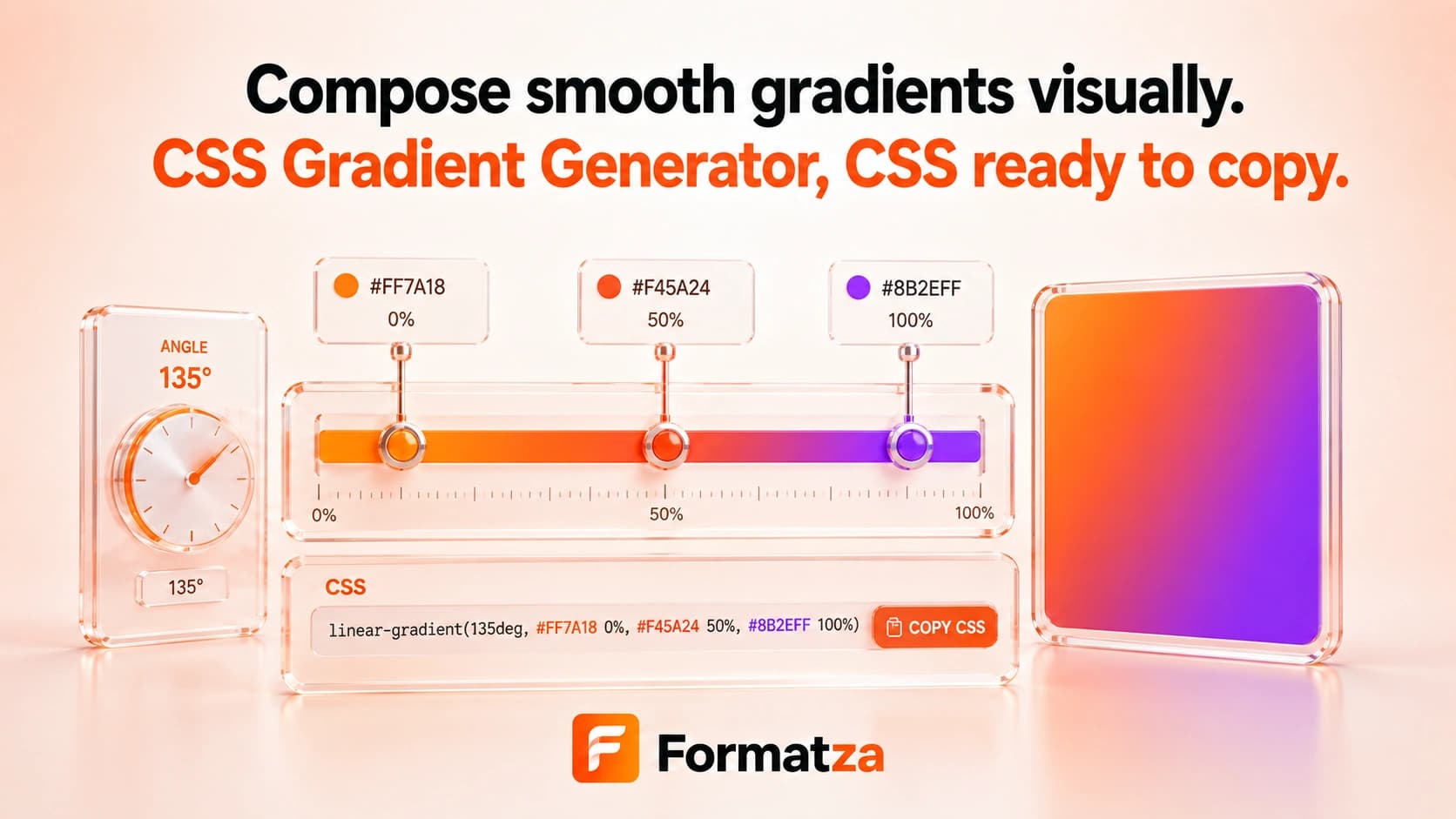 Formatza CSS Gradient Generator tool interface