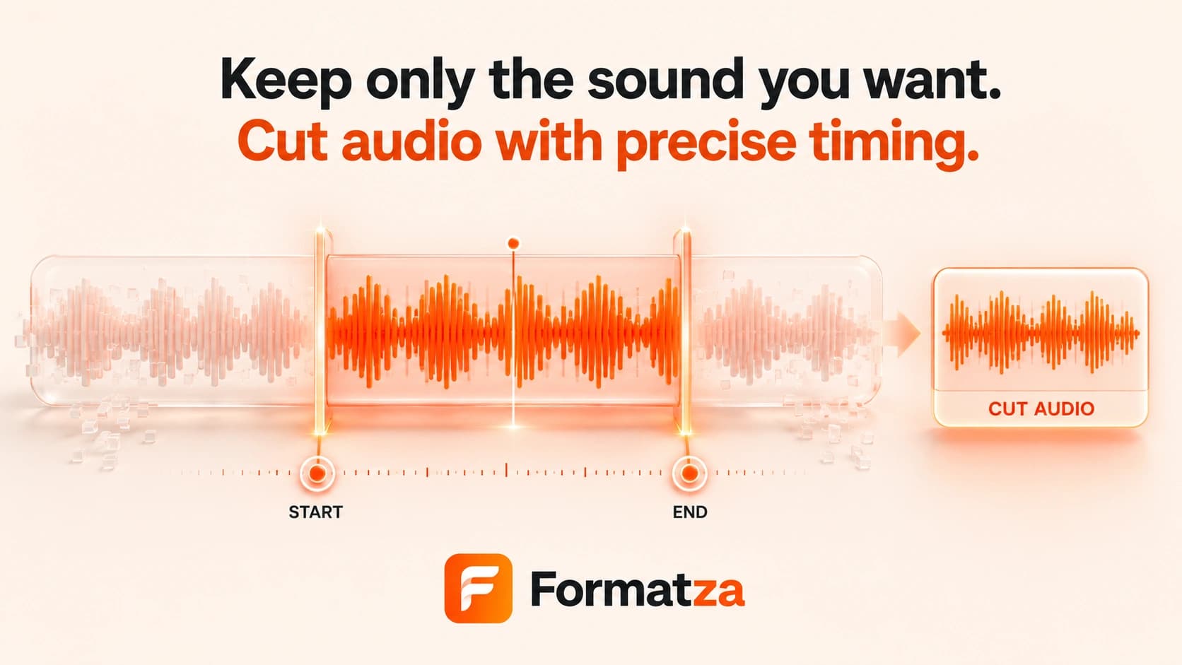 Illustration showing a selected section cut from an audio timeline