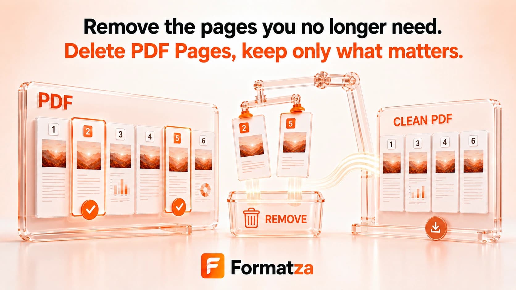 Illustration showing selected pages removed from a PDF document