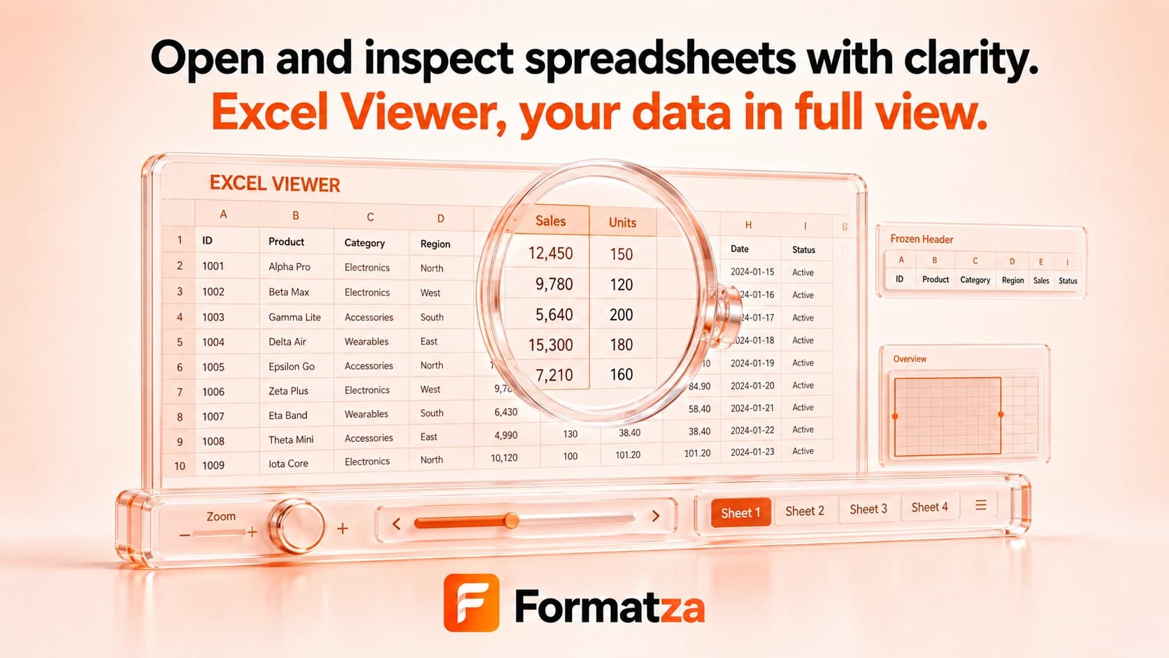 Illustration showing an Excel workbook open in a browser viewer