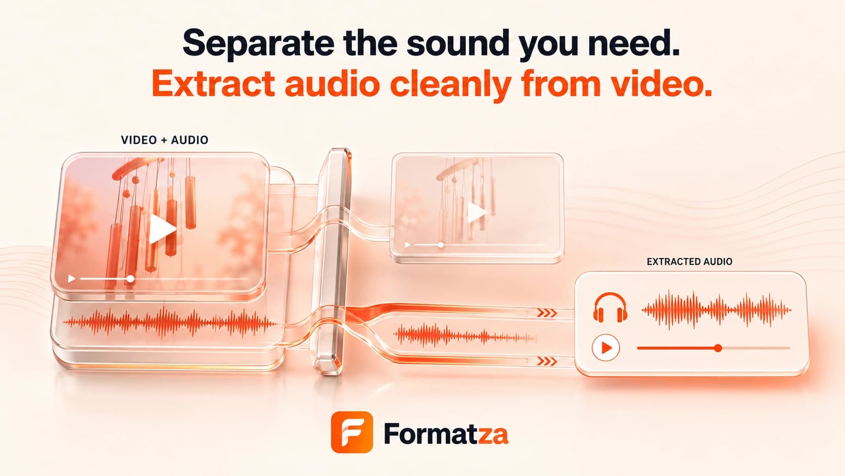 Illustration showing audio extracted from a video file
