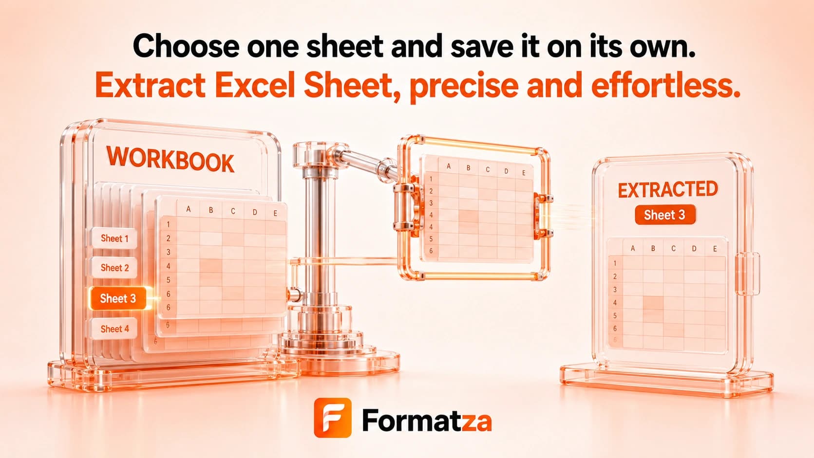 Illustration showing one worksheet extracted from an Excel workbook