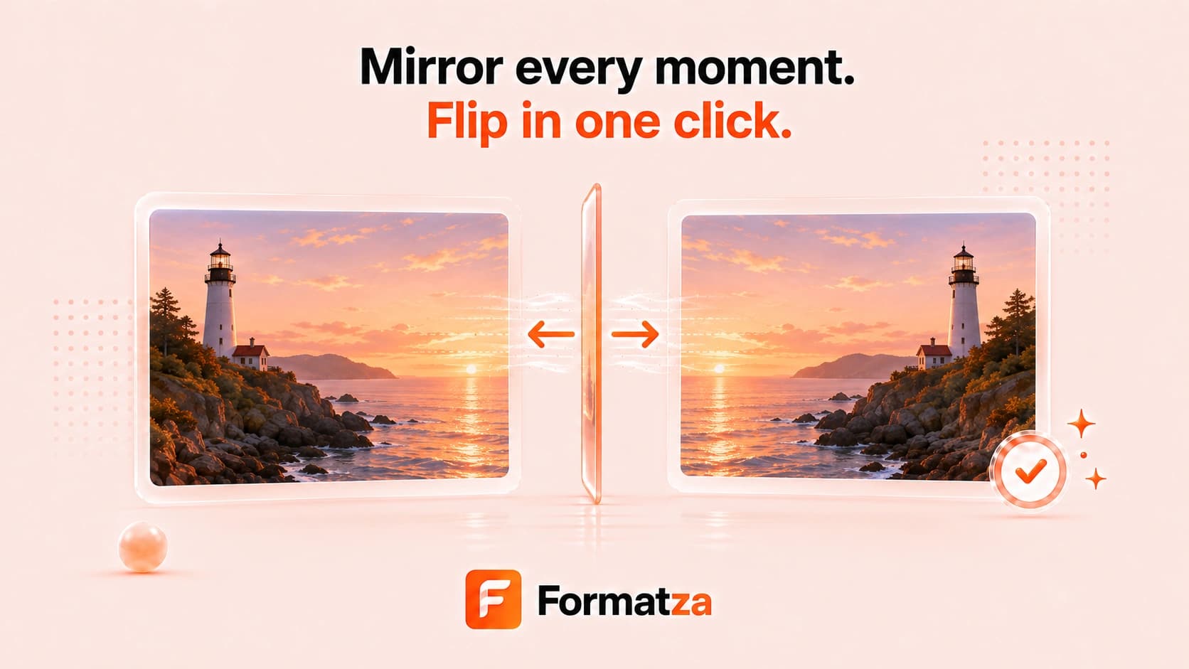 Illustration showing an image flipped into a mirrored orientation