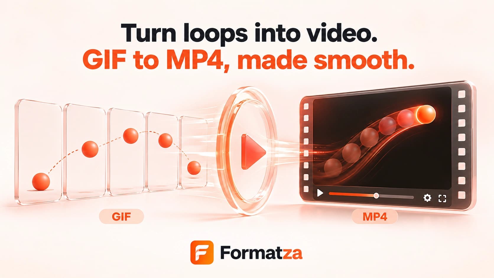 Illustration showing a GIF animation converted into an MP4 video