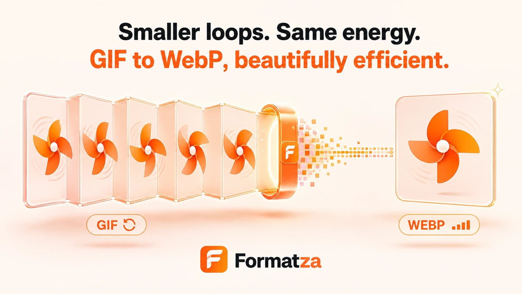 Illustration showing a GIF animation converted into WebP