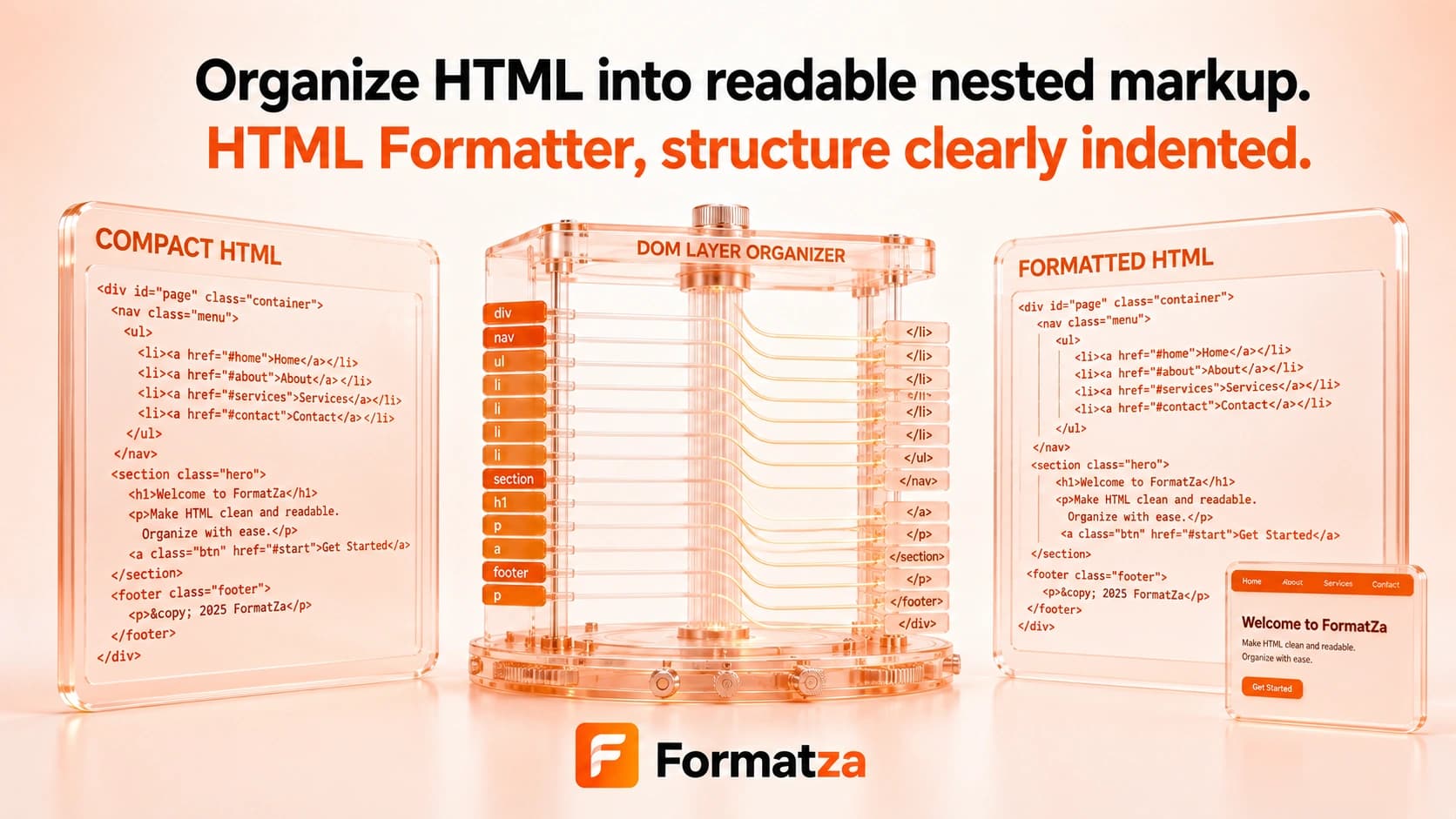 Formatza HTML Formatter tool interface