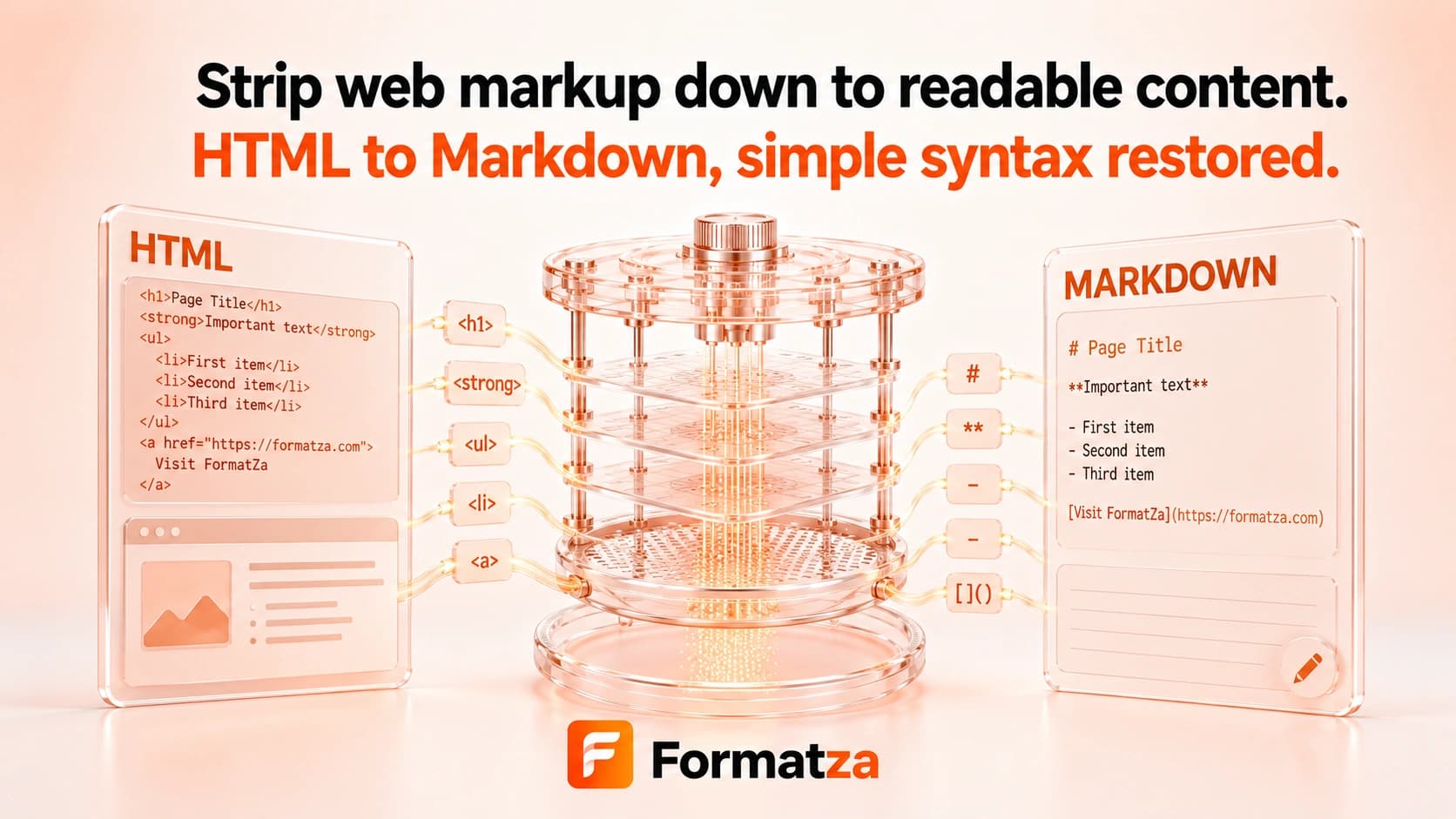 Formatza HTML to Markdown tool interface