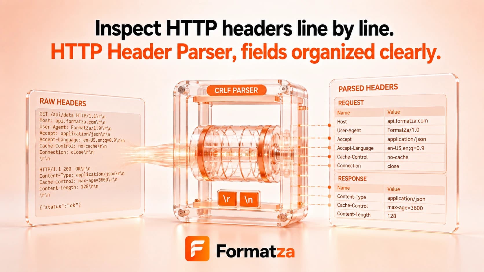 Formatza HTTP Header Parser tool interface