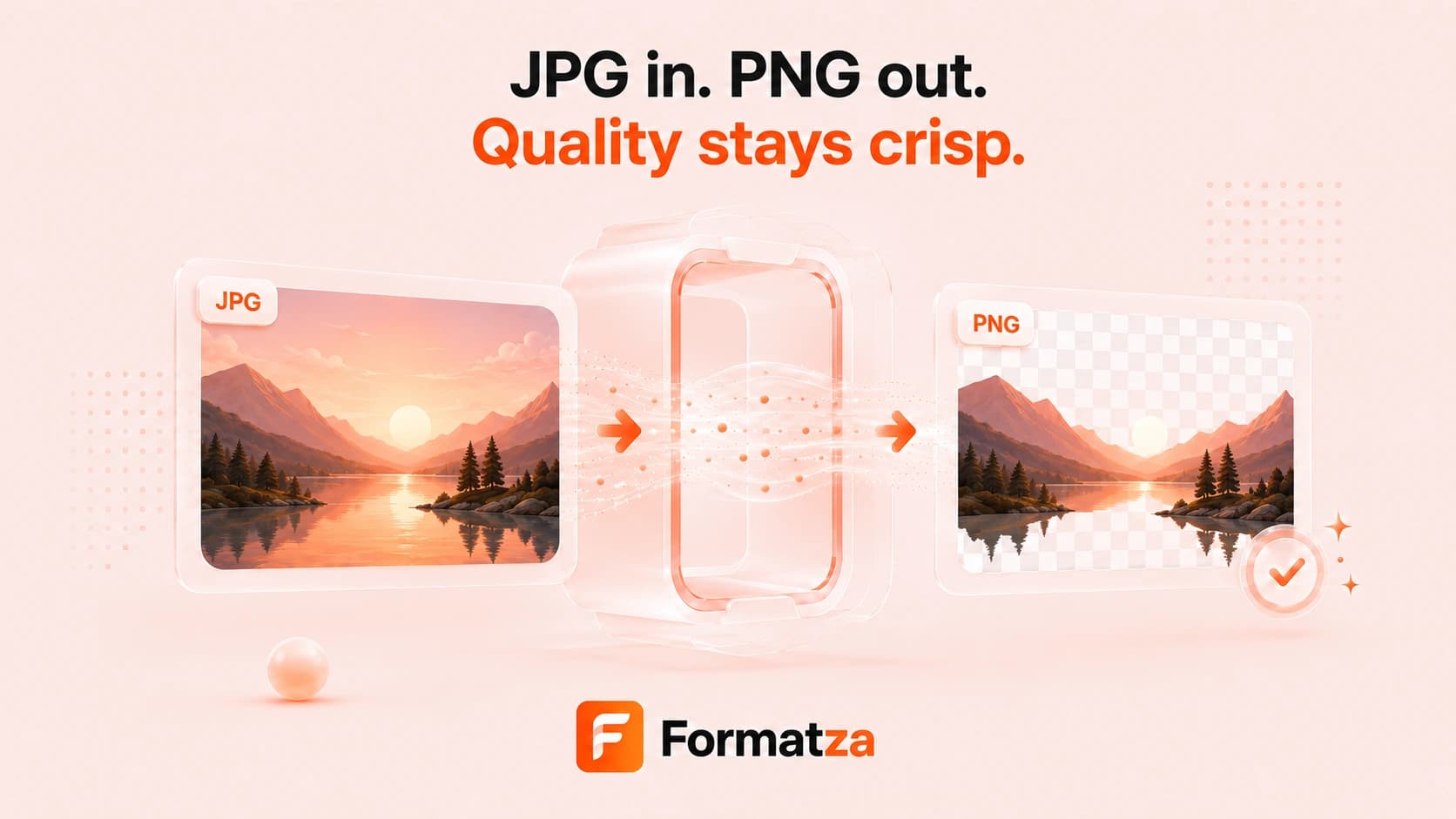 Illustration showing a JPG image converted into the PNG format