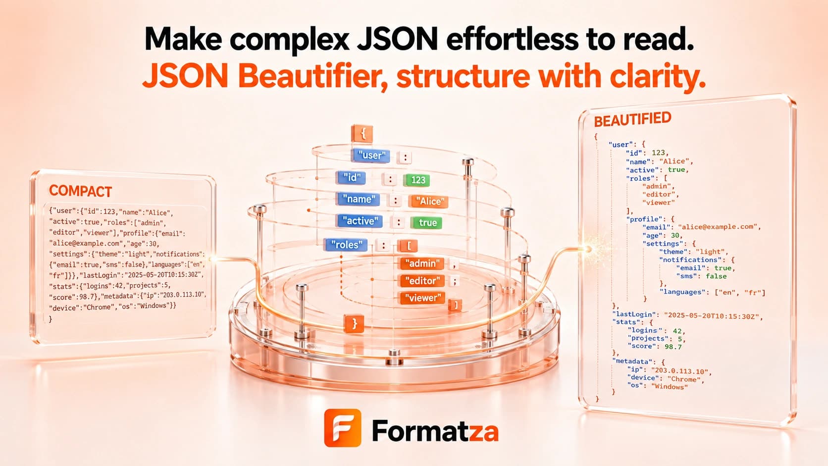 Formatza JSON Beautifier tool interface