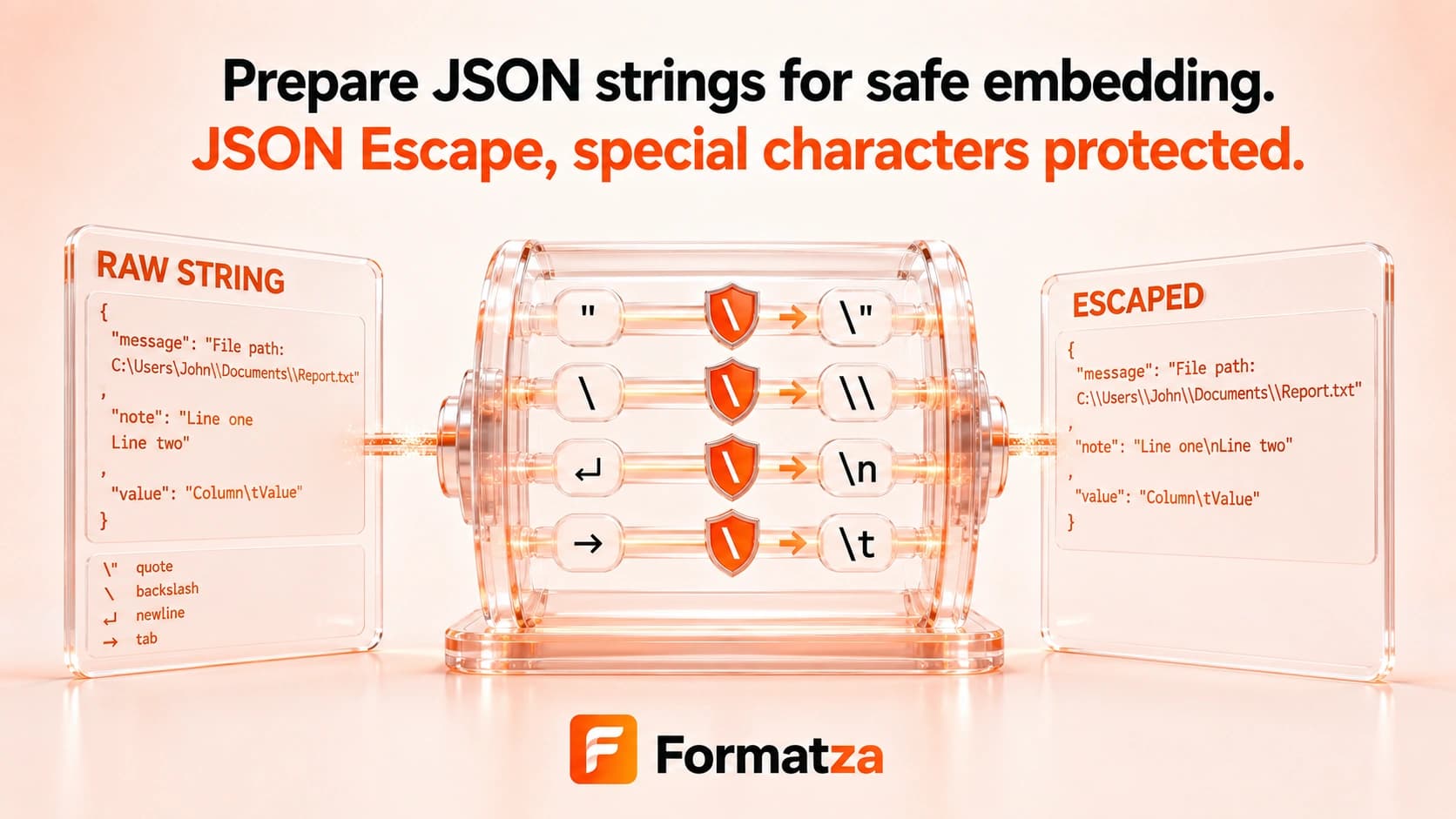 Formatza JSON Escape tool interface