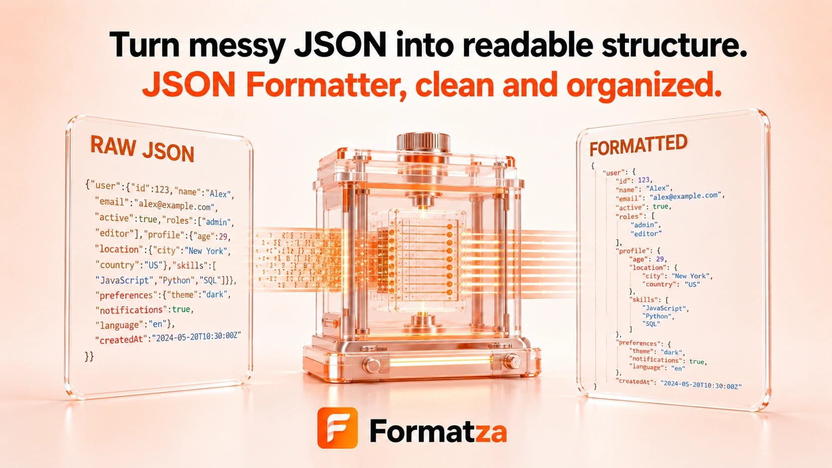 Formatza JSON Formatter tool interface