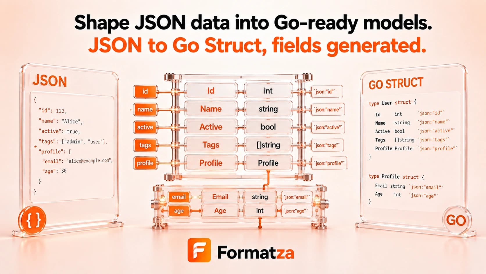 Formatza JSON to Go Struct tool interface