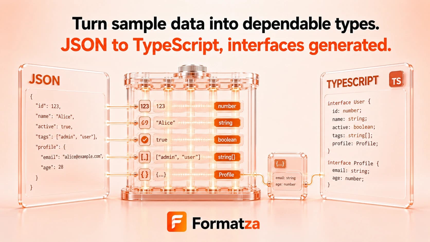 Formatza JSON to TypeScript tool interface