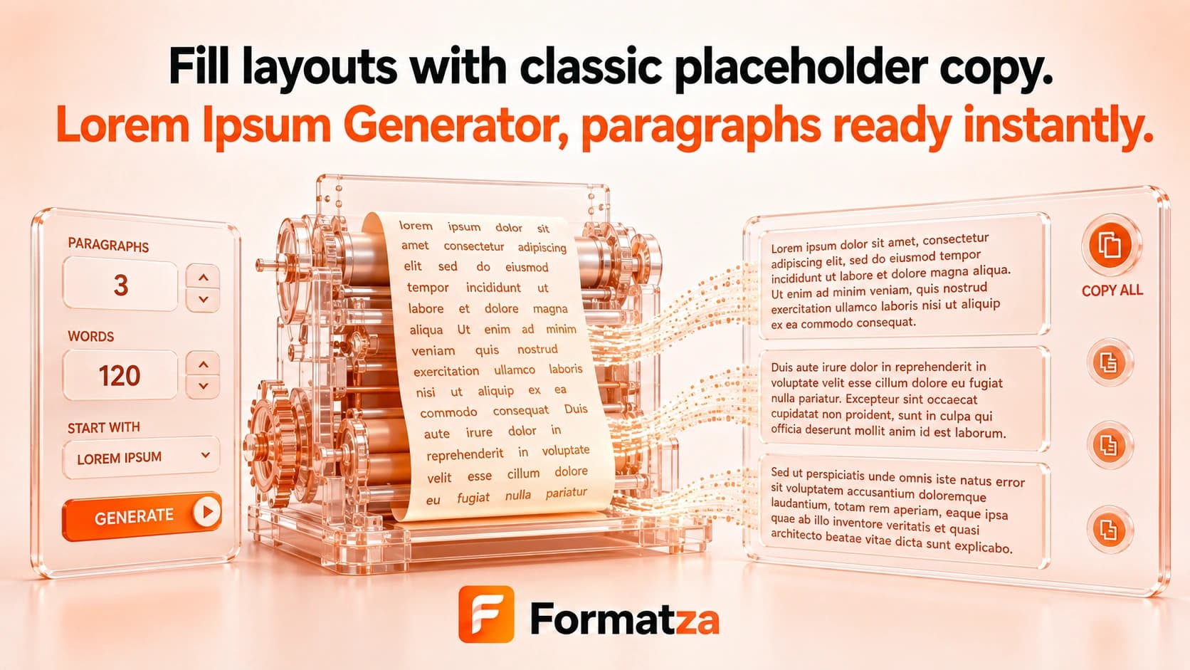Formatza Lorem Ipsum Generator tool interface
