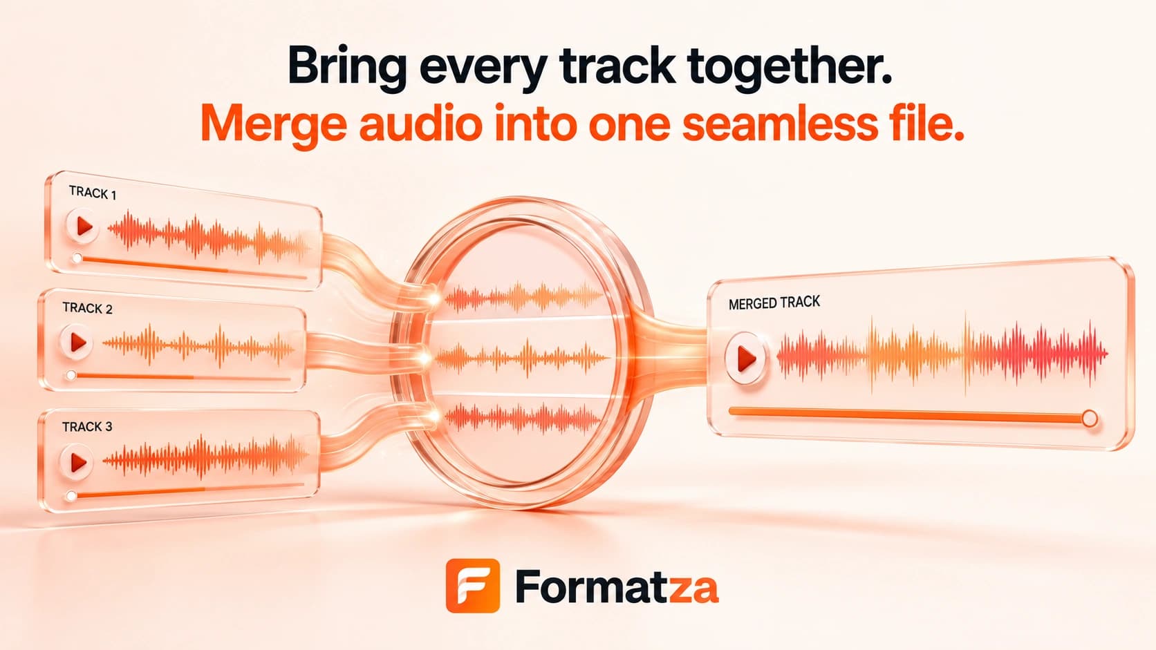 Illustration showing multiple audio files merged into one