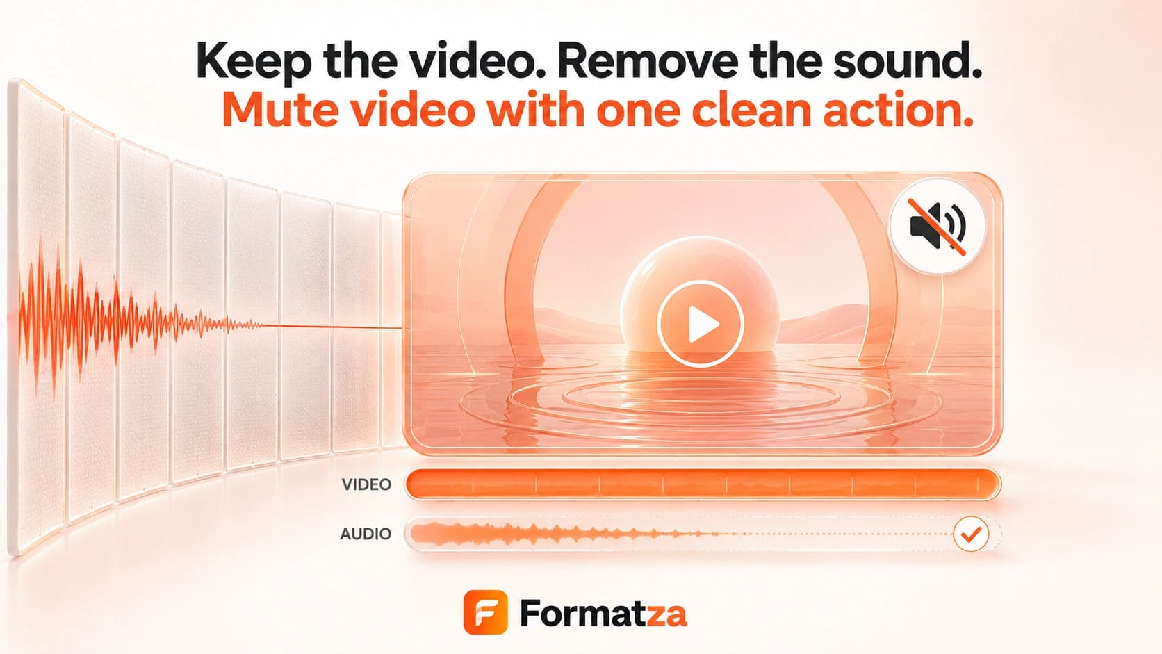 Illustration showing the audio track removed from a video