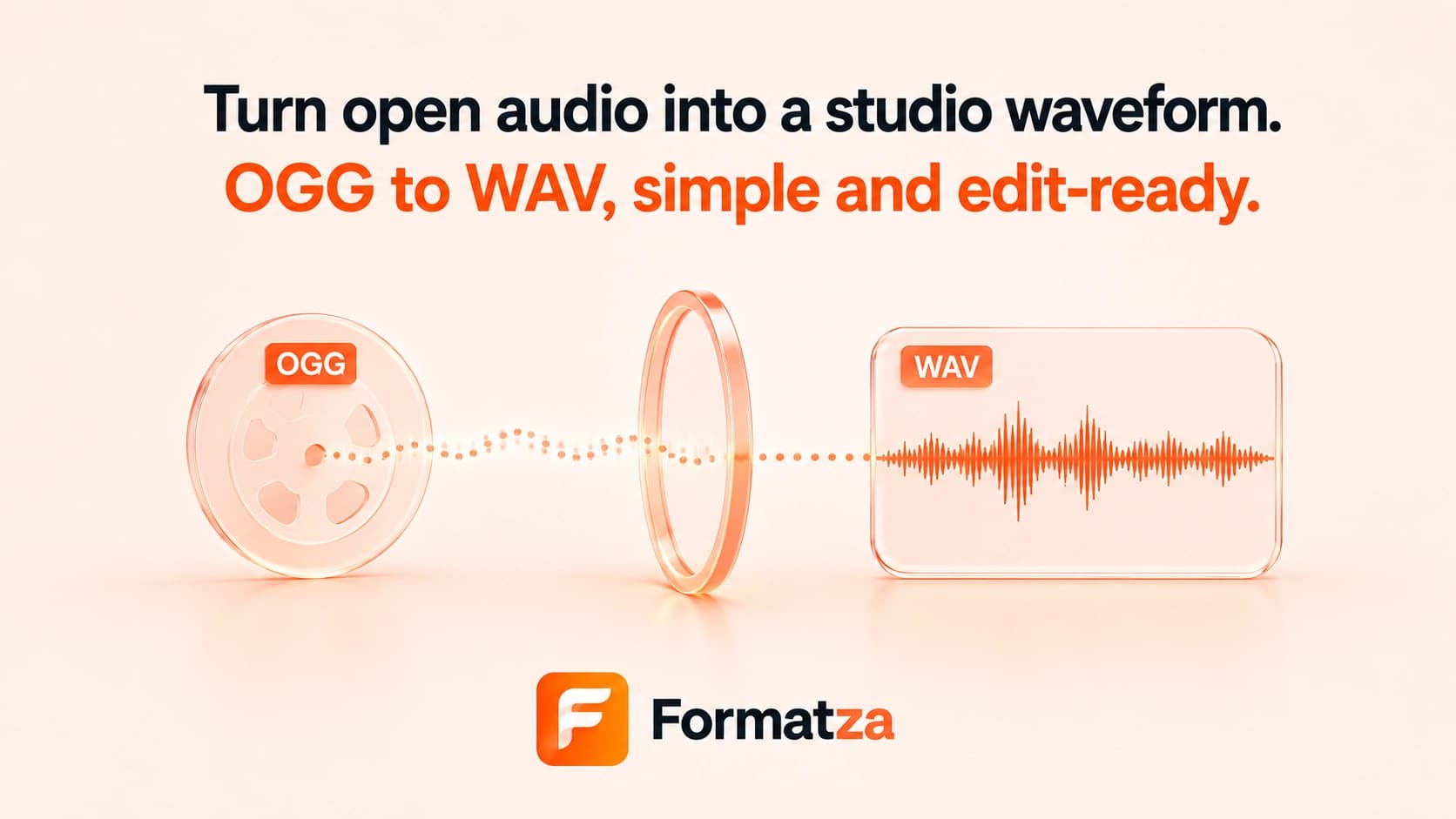 Illustration showing an OGG audio file converted into the WAV format