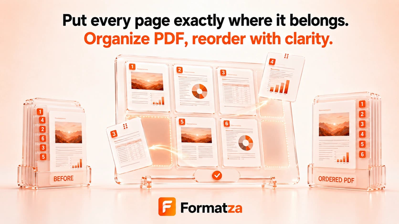 Illustration showing PDF pages being reordered and organized