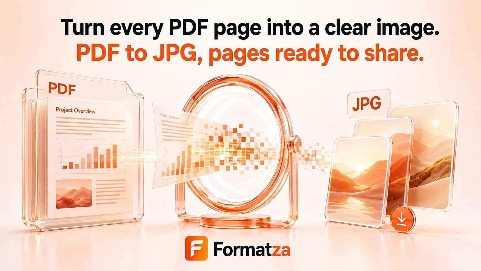 Illustration showing PDF pages converted into JPG images