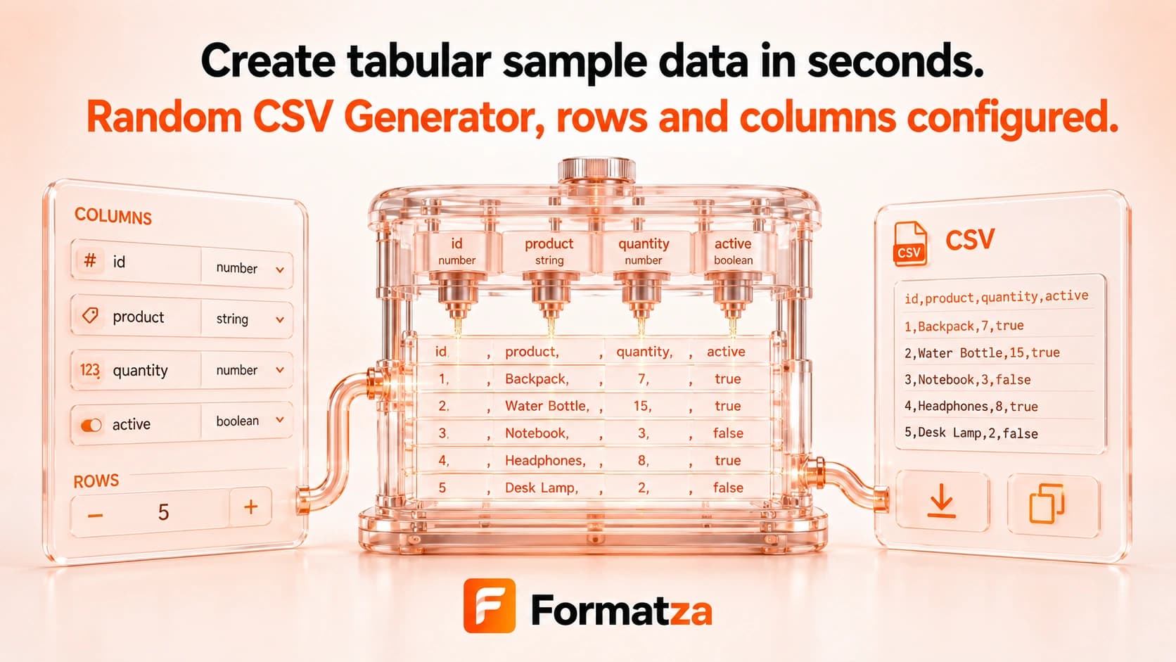 Formatza Random CSV Generator tool interface