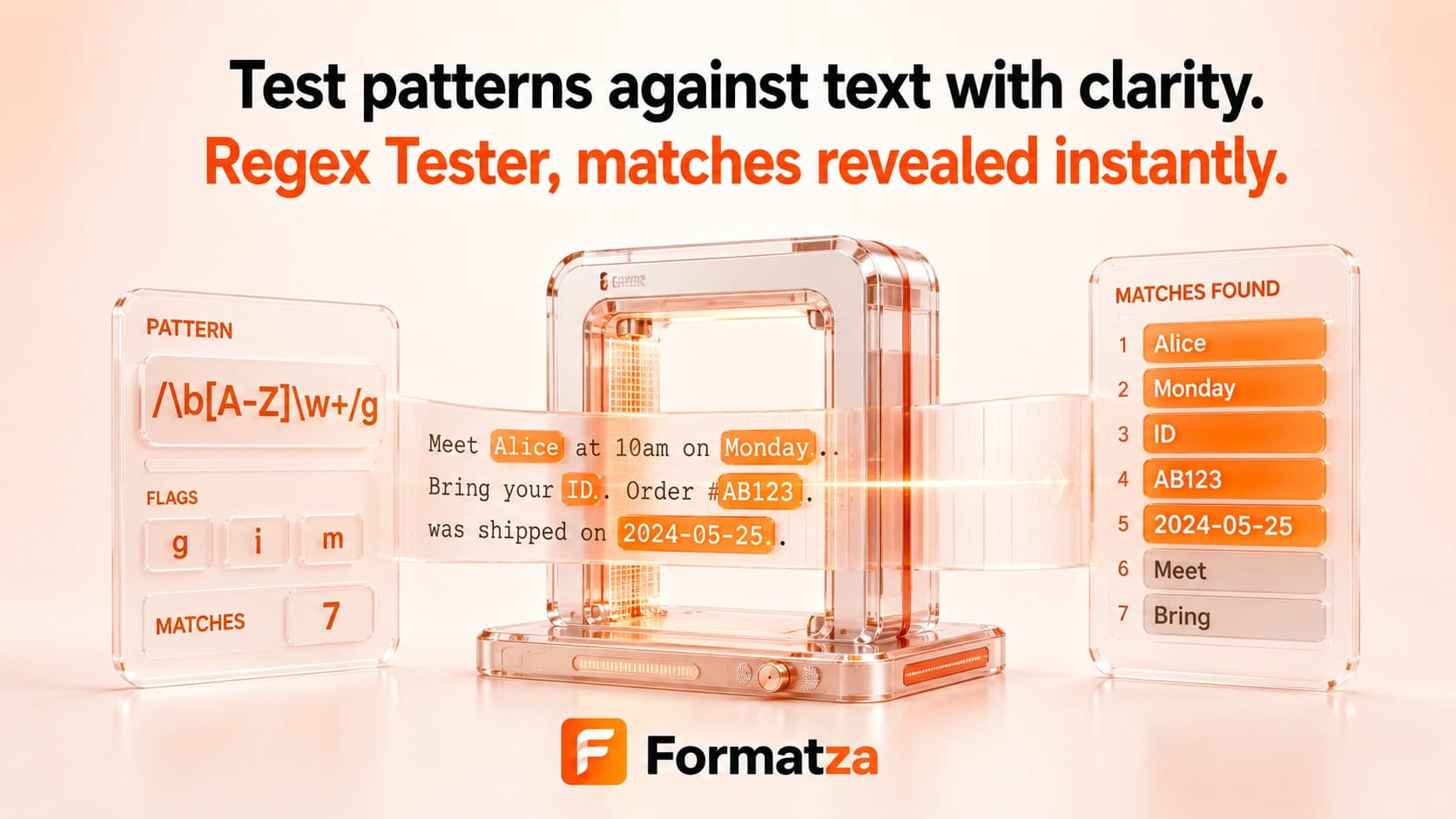 Formatza Regex Tester tool interface