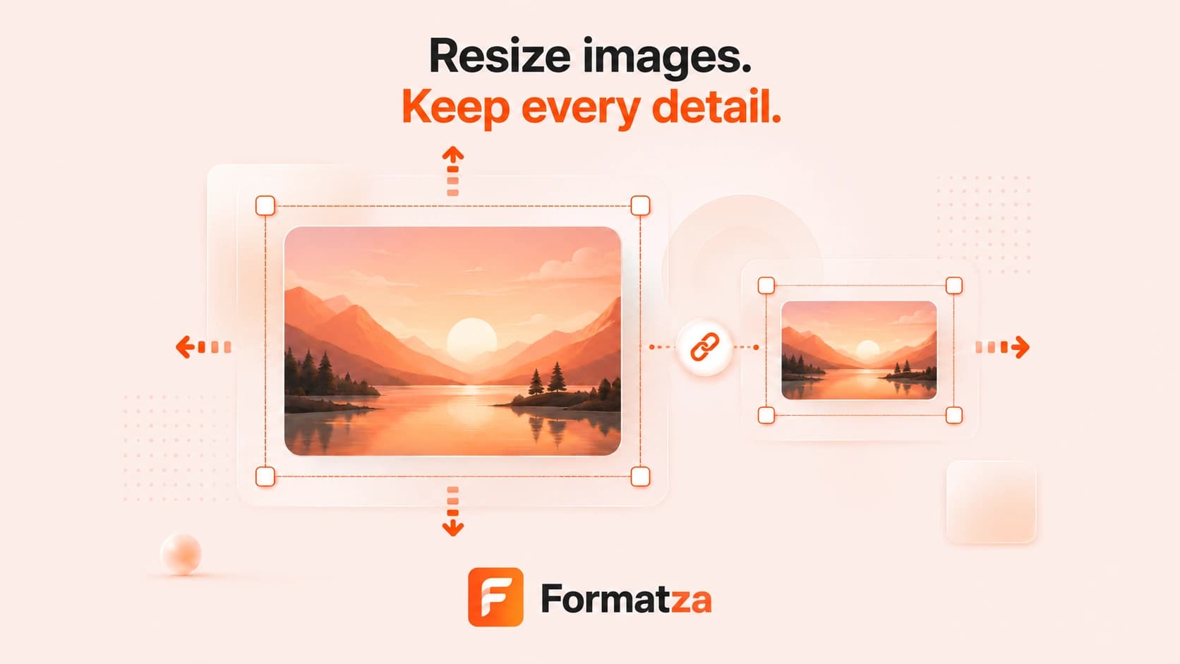 Illustration showing an image resized from large dimensions to a smaller format