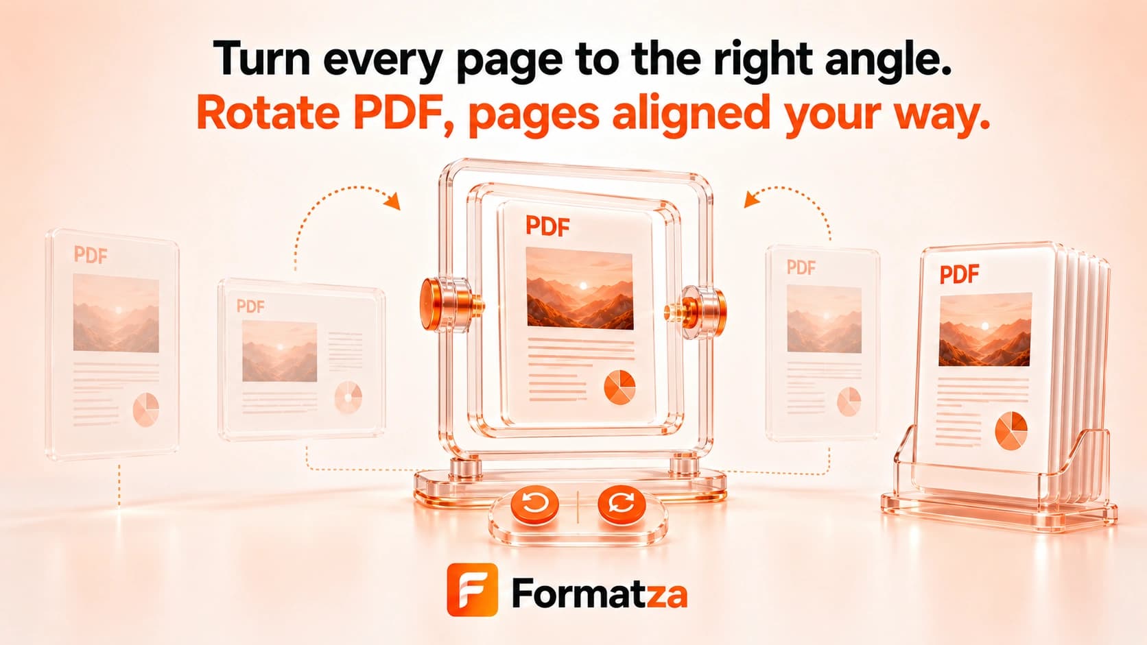 Illustration showing pages in a PDF document being rotated