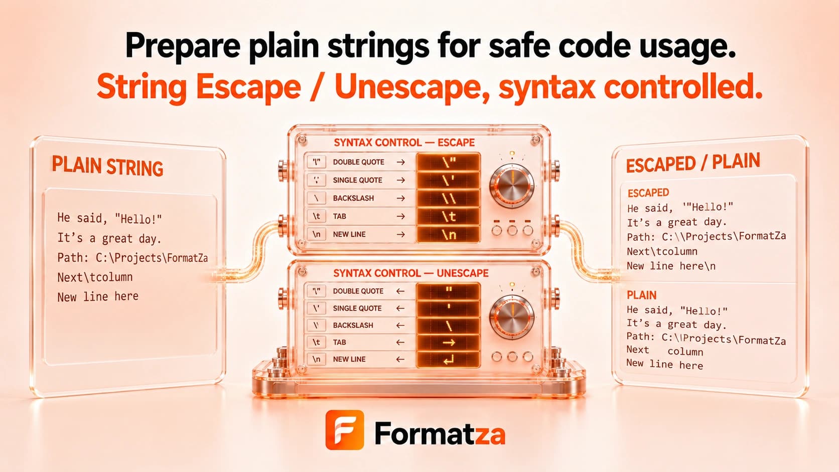 Formatza String Escape and Unescape tool interface