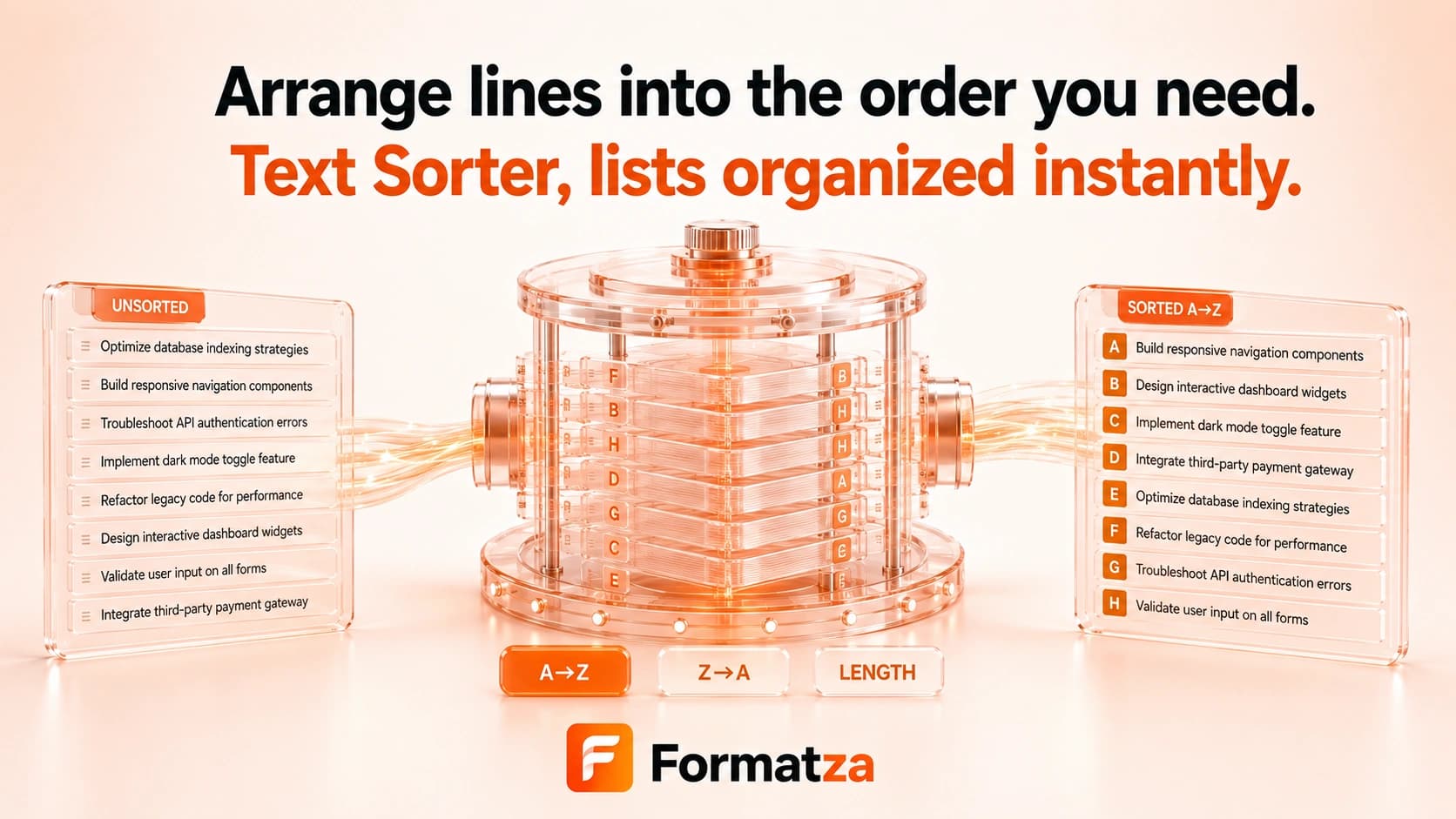 Formatza Text Sorter tool interface