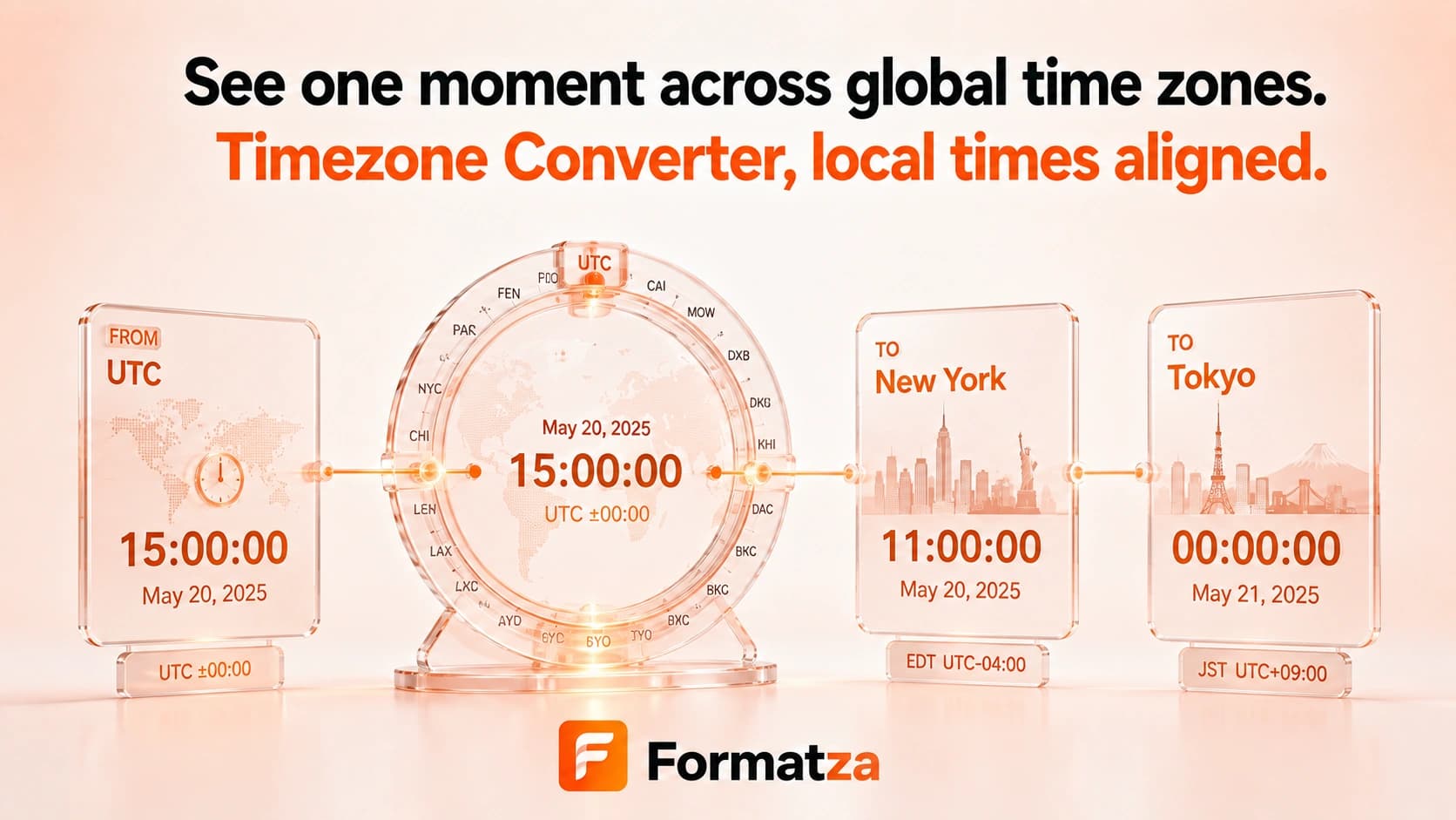 Formatza Timezone Converter tool interface