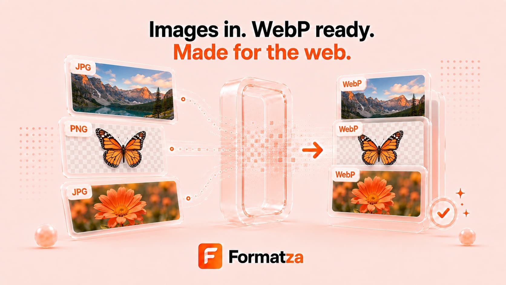 Illustration showing images converted into the WebP format