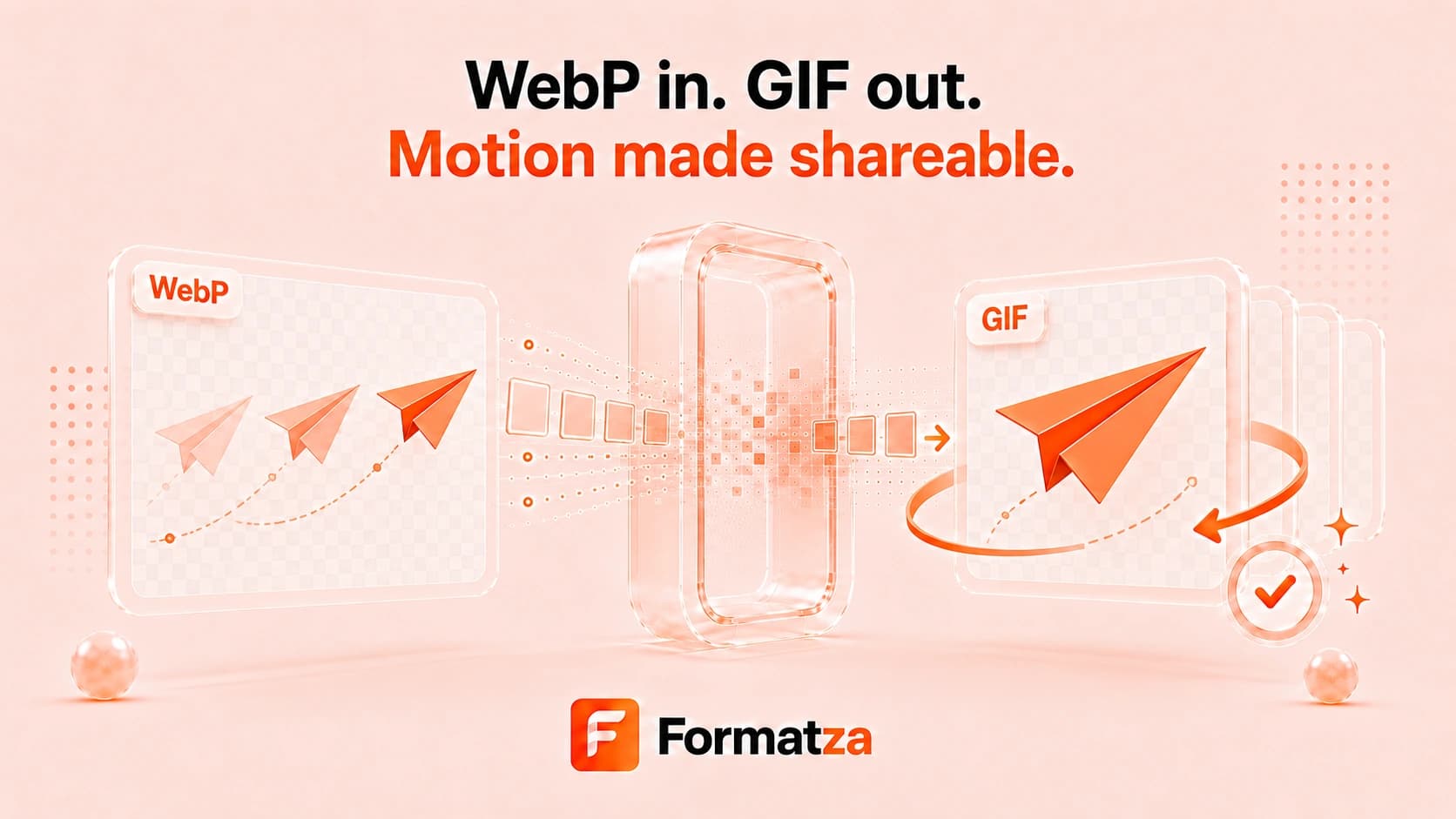 Illustration showing a WebP image or animation converted into GIF