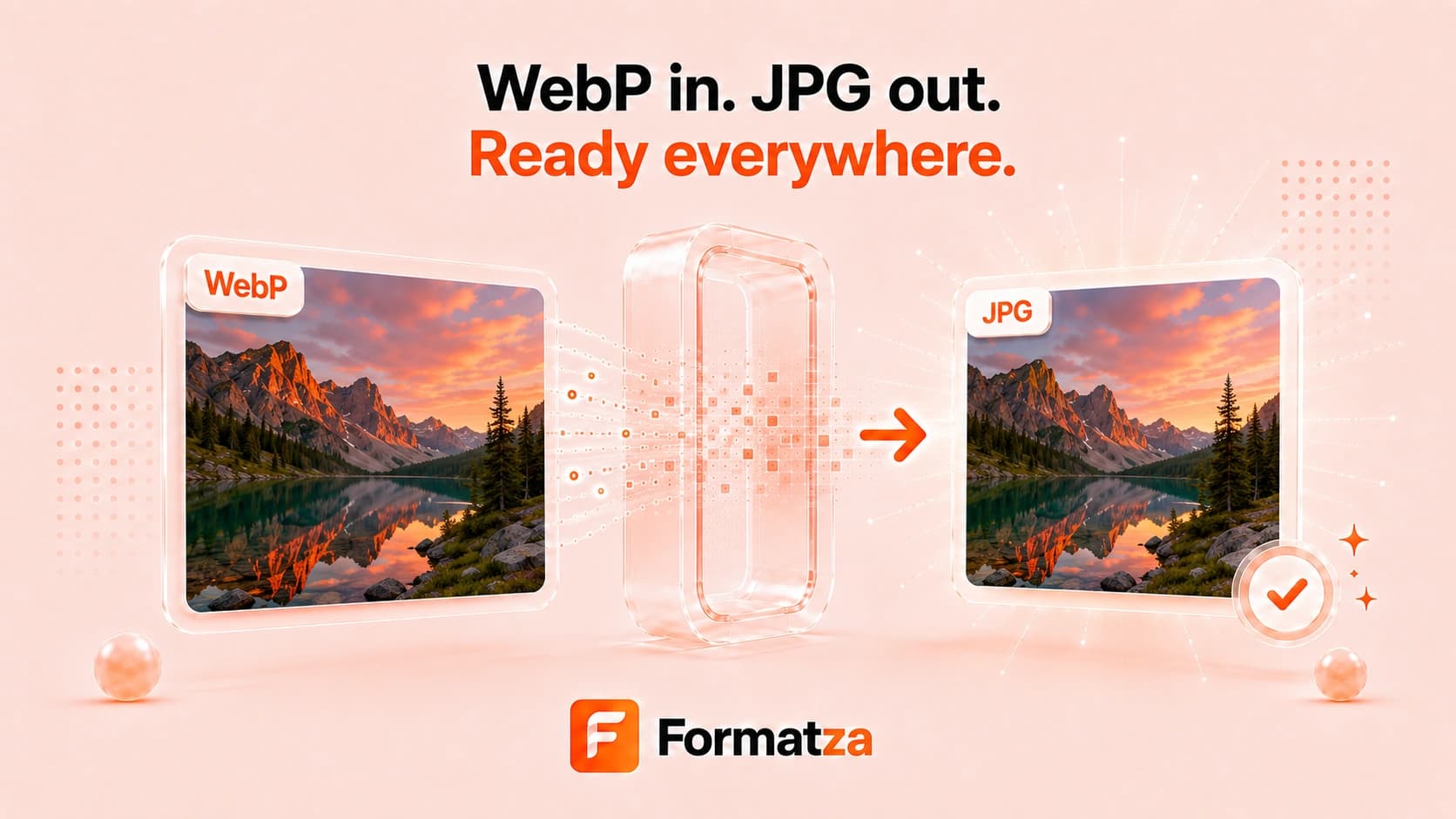 Illustration showing a WebP image converted into the JPG format