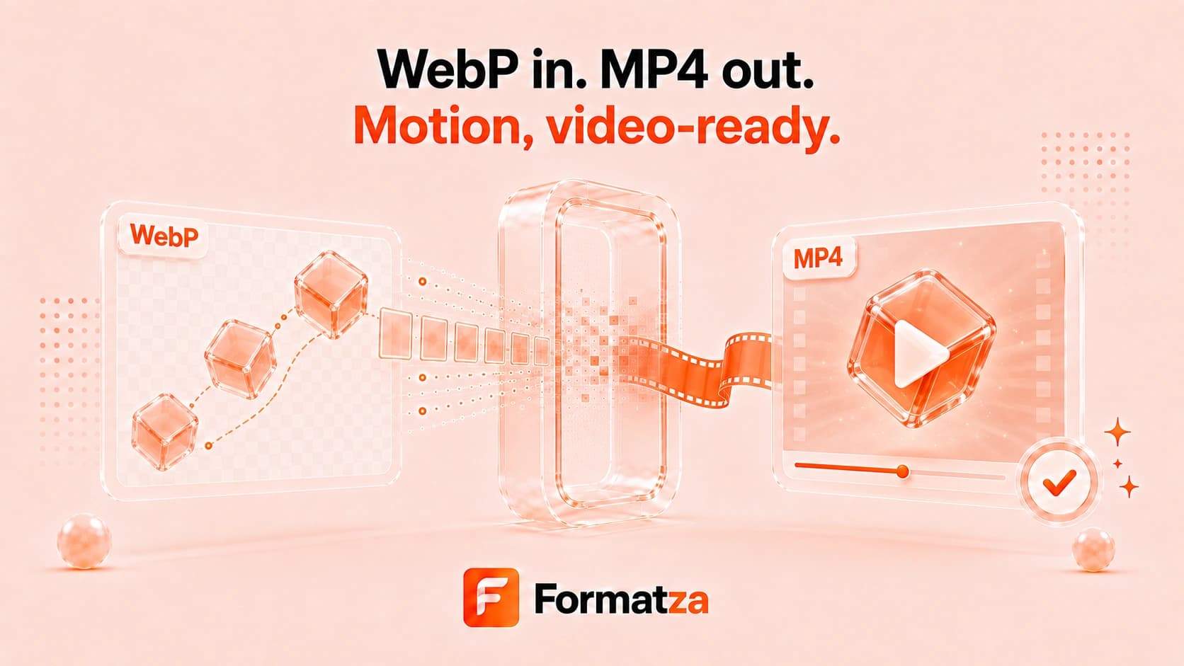 Illustration showing a WebP animation converted into an MP4 video