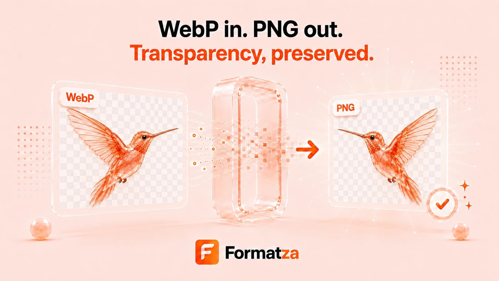 Illustration showing a WebP image converted into the PNG format