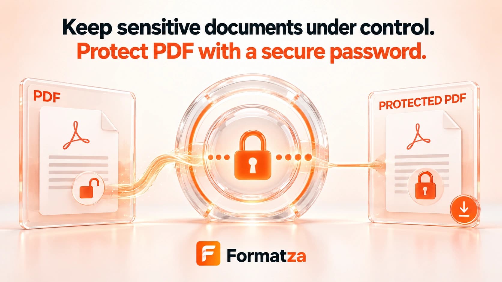 Illustration showing a PDF secured with password protection