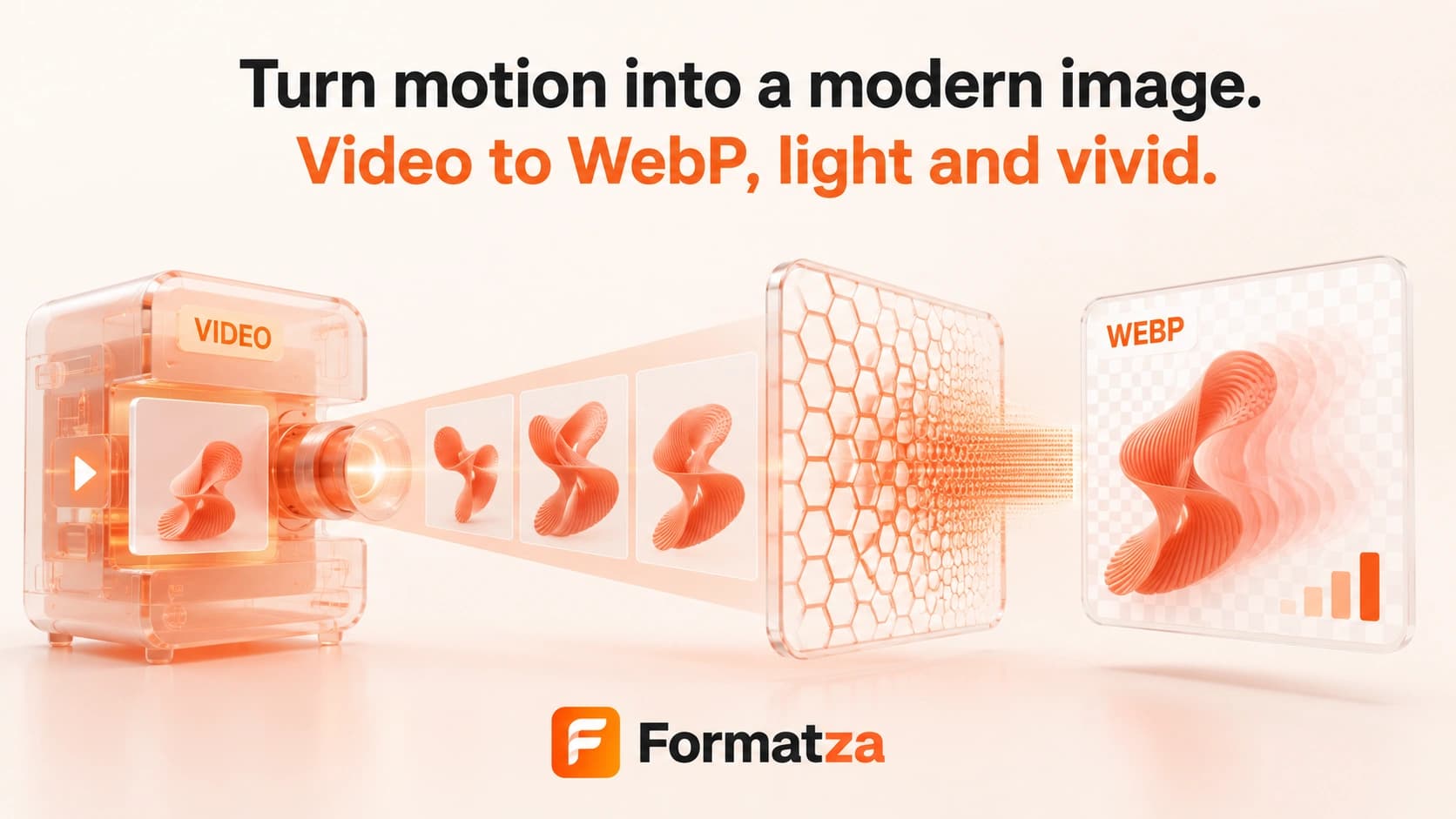 Illustration showing video frames converted into an animated WebP