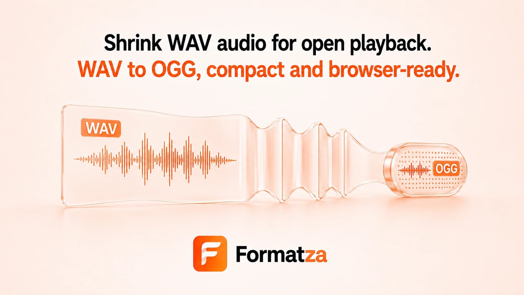 Illustration showing a WAV audio file converted into the OGG format