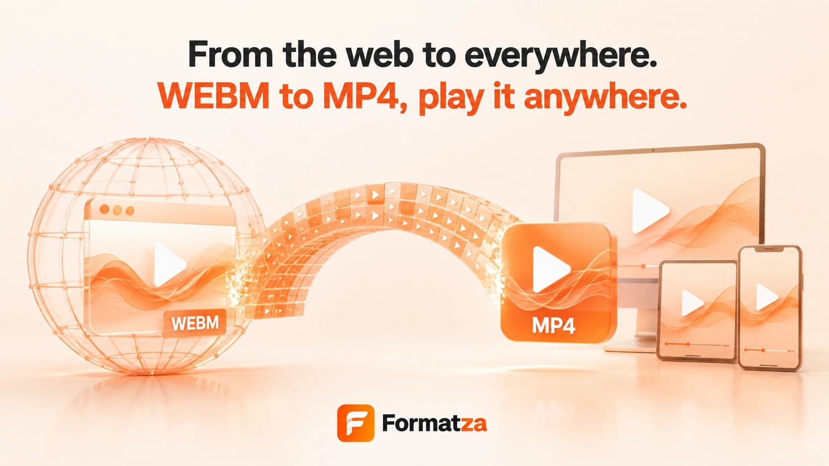 Illustration showing a WebM video converted into the MP4 format